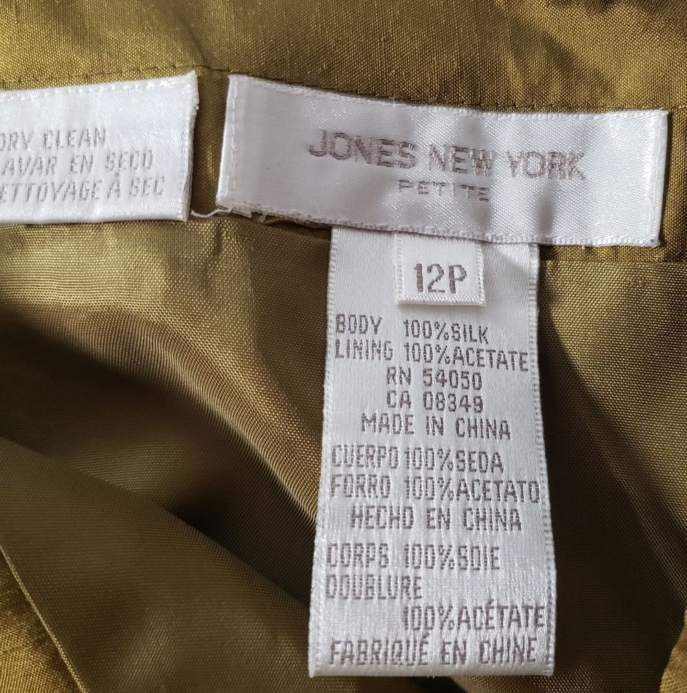 Jones NY Duponi Textured Silk Wrap Mini Skirt Army Olive Green Career Cocktails - Picture 3 of 16